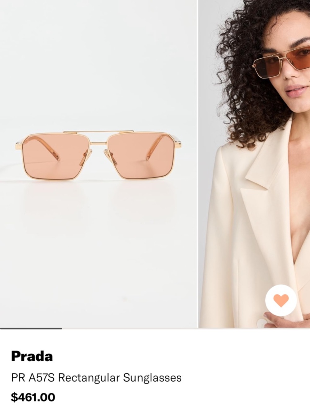 Prada gold-frame sunglasses with pink lenses